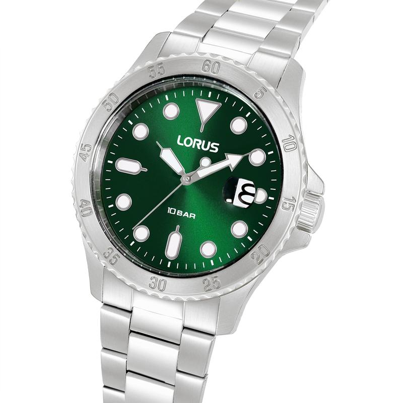 Lorus Sports Men's Quartz Watch Dark Green Sunray Dial