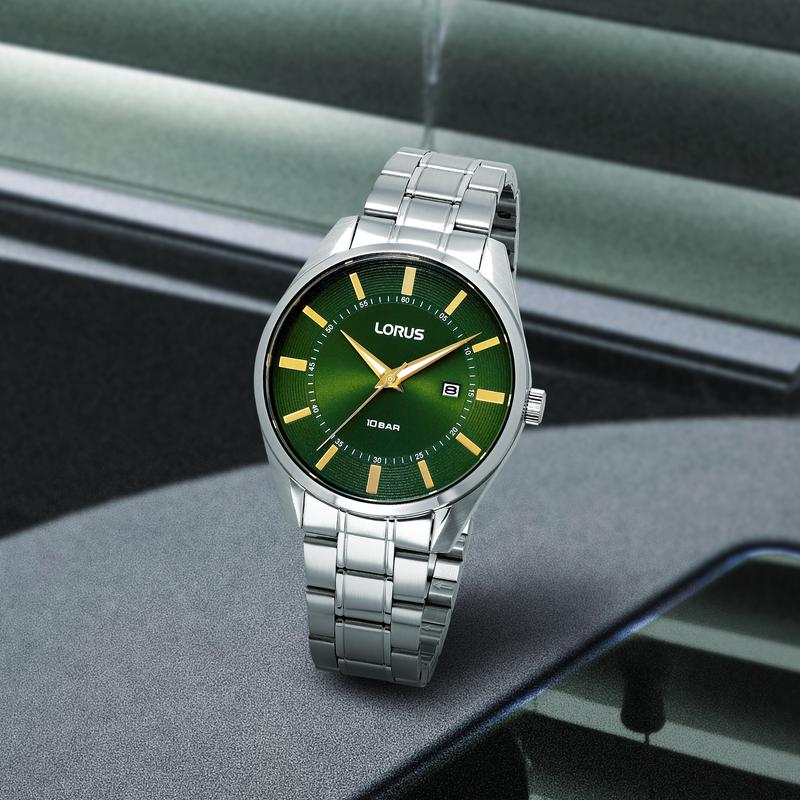 Lorus Sports Men's Quartz Watch Stainless Steel Dark Green Sunray Dial