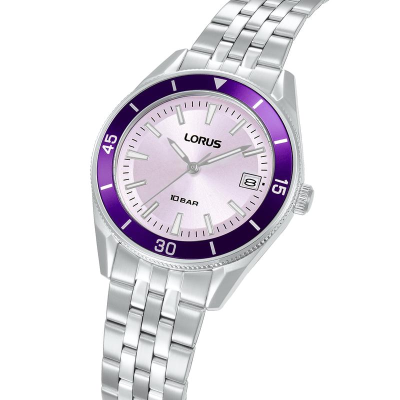 Lorus Sports RH941SX9 Women's 34mm Quartz Watch Light Purple Sunray Dial