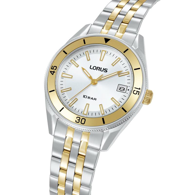 Lorus Sports RH945SX9 Women's 34mm Quartz Watch Silver White Sunray Dial