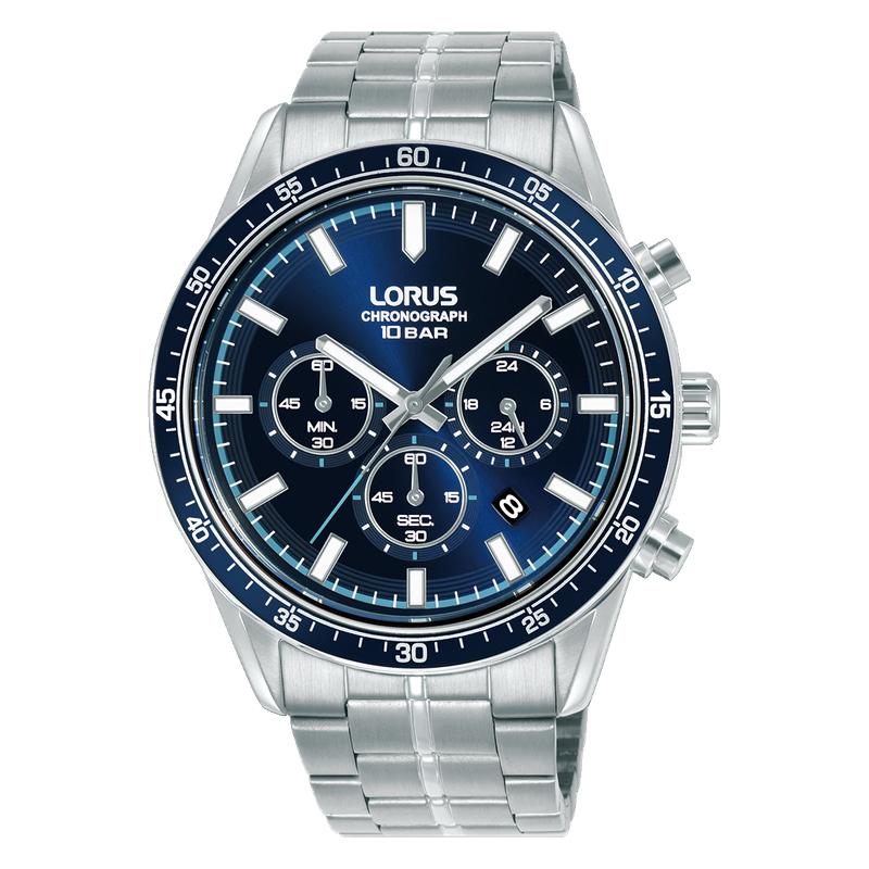 Lorus Sports RT347LX9 Men's 43mm Quartz Chronograph Watch Dark Blue Sunray Dial