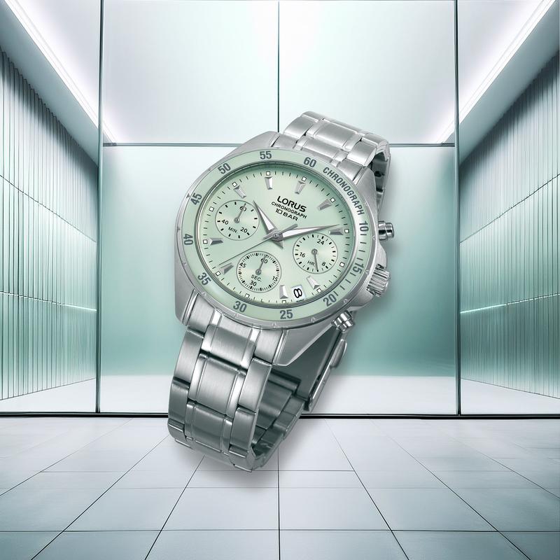 Lorus Sports RT353LX9 Women's 36mm Quartz Chronograph Watch Light Green Sunray Dial