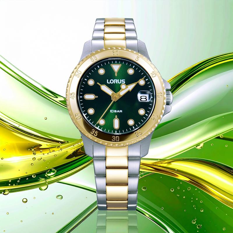 Lorus Sports Women's Quartz Watch Dark Green Sunray Dial