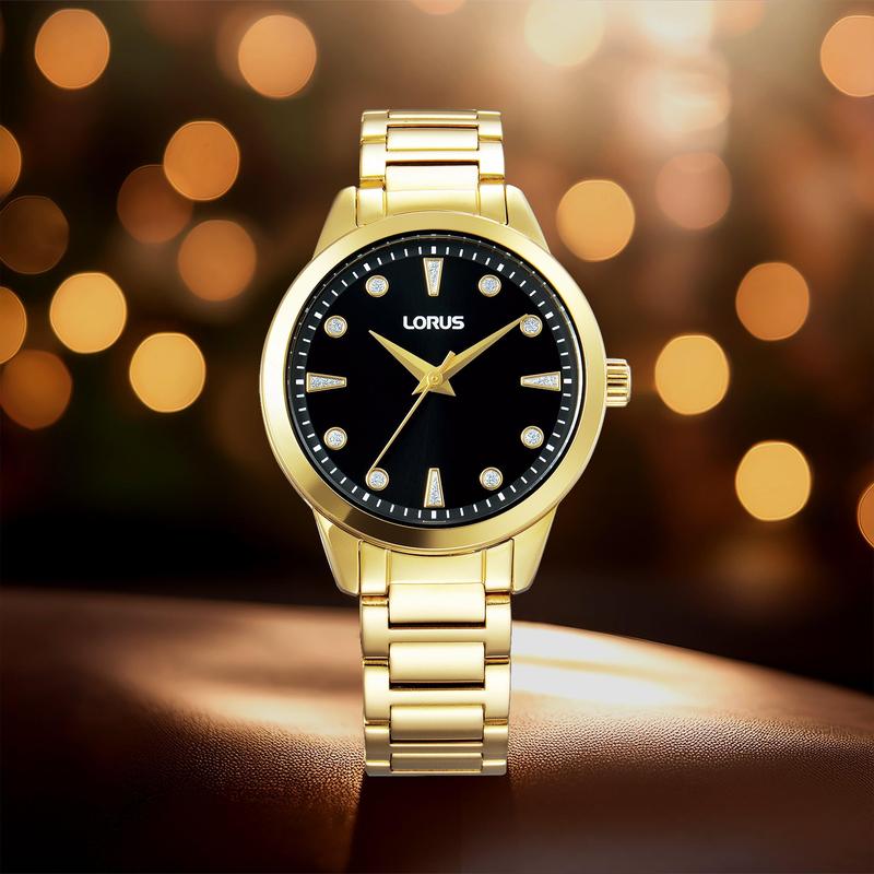 Lorus Women's Quartz Watch Silver Black Sunray Dial