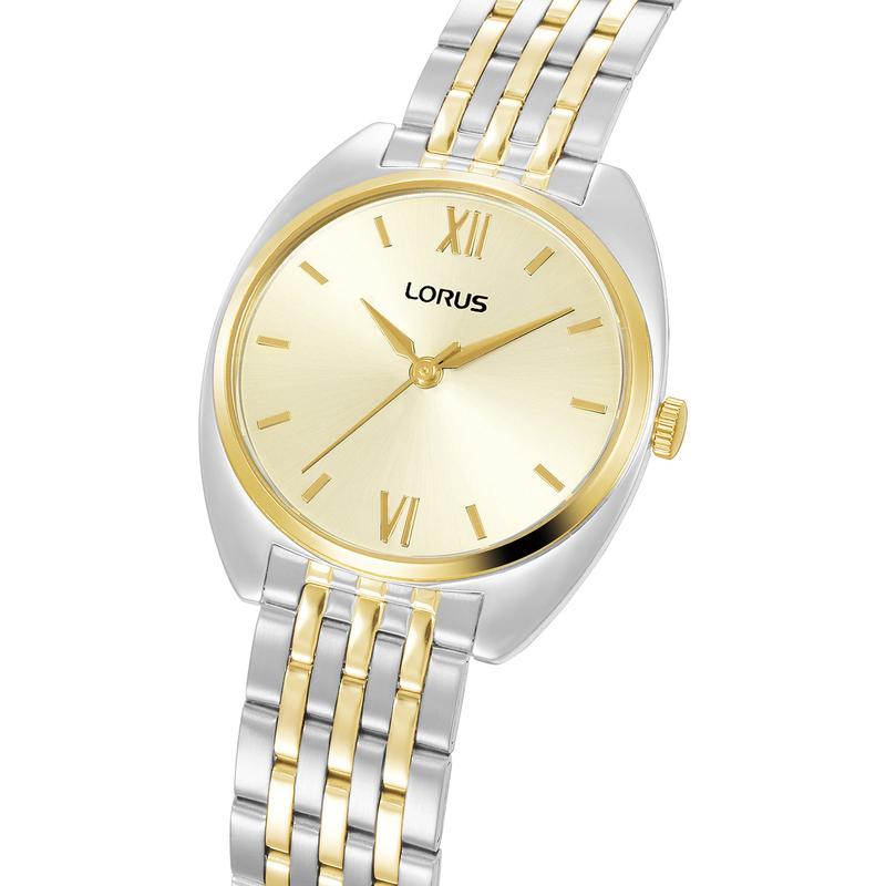 Lorus Women's Quartz Watch Silver Light Champagne Sunray Dial