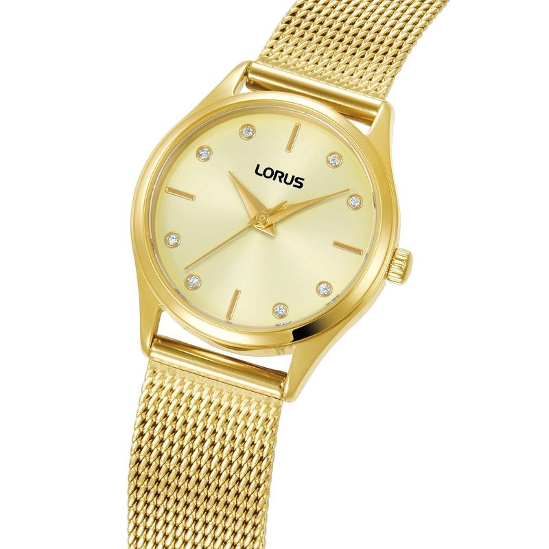 Lorus Women's Quartz Watch Silver Light Champagne Sunray Dial