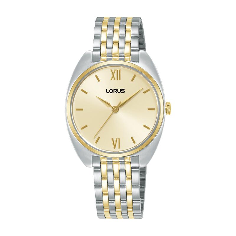 Lorus Women's Quartz Watch Silver Light Champagne Sunray Dial