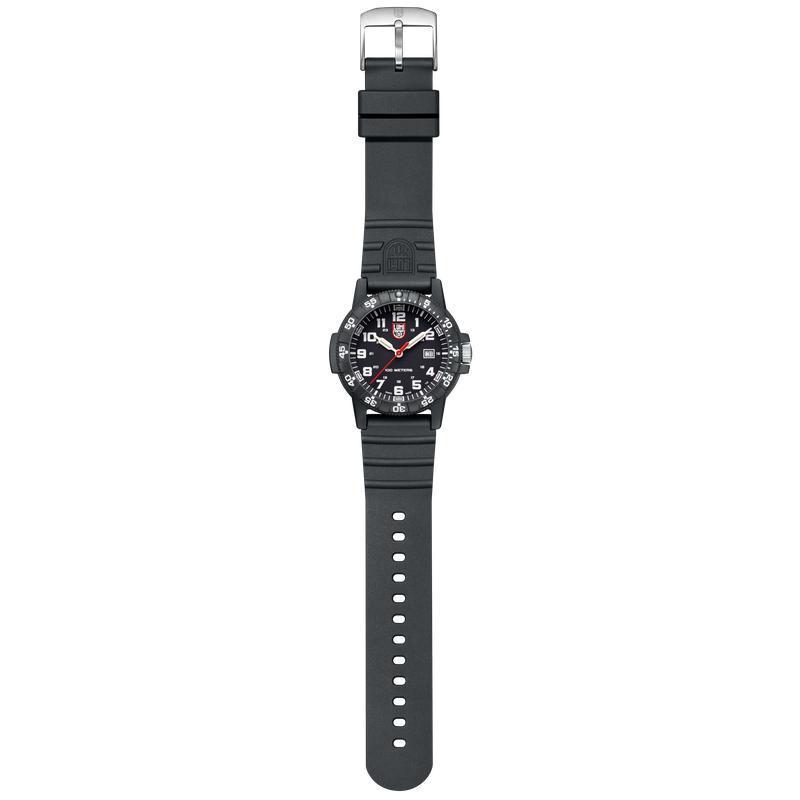 Luminox Leatherback Sea Turtle Giant watch with 44mm black CARBONOX case, black dial, and durable PU strap.