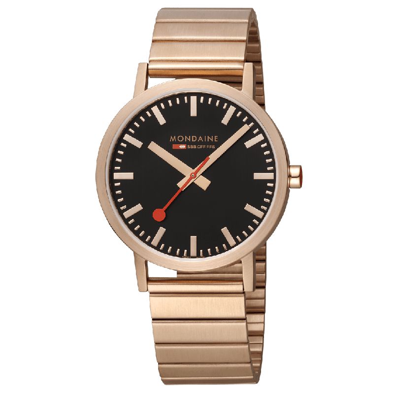 Mondaine Classic Rose Gold Tone Stainless Steel Analogue Watch 40mm