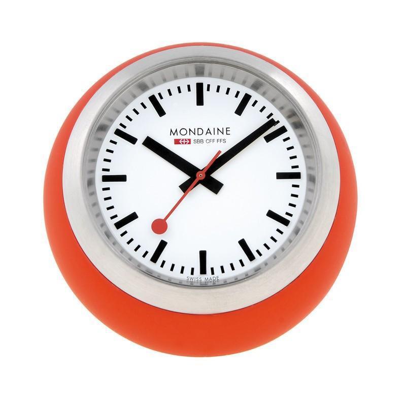 Mondaine Desk Globe Clock Red