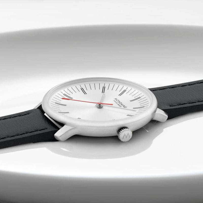 Mondaine Doppio Black Vegan Grape Leather Quartz Watch