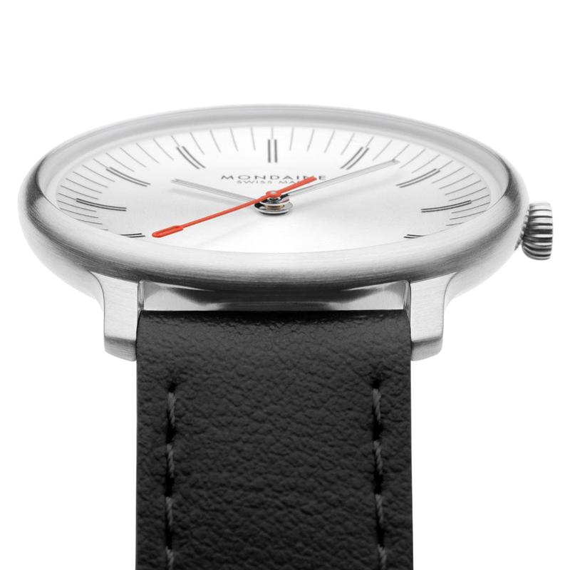 Mondaine Doppio Black Vegan Grape Leather Quartz Watch