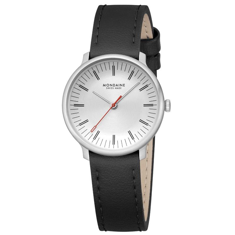 Mondaine Doppio Black Vegan Grape Leather Quartz Watch