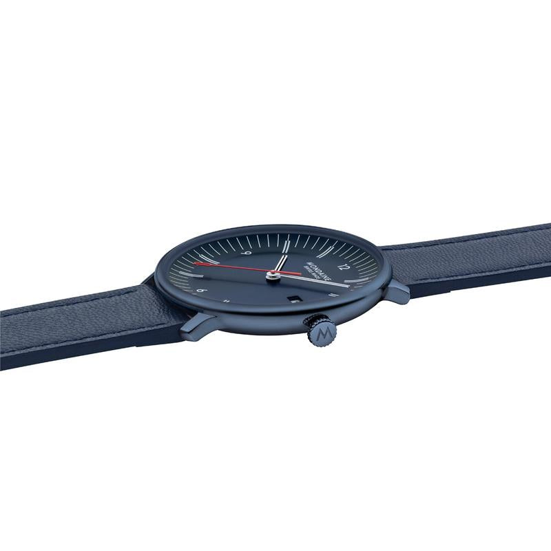 Mondaine Doppio Blue Vegan Leather Watch