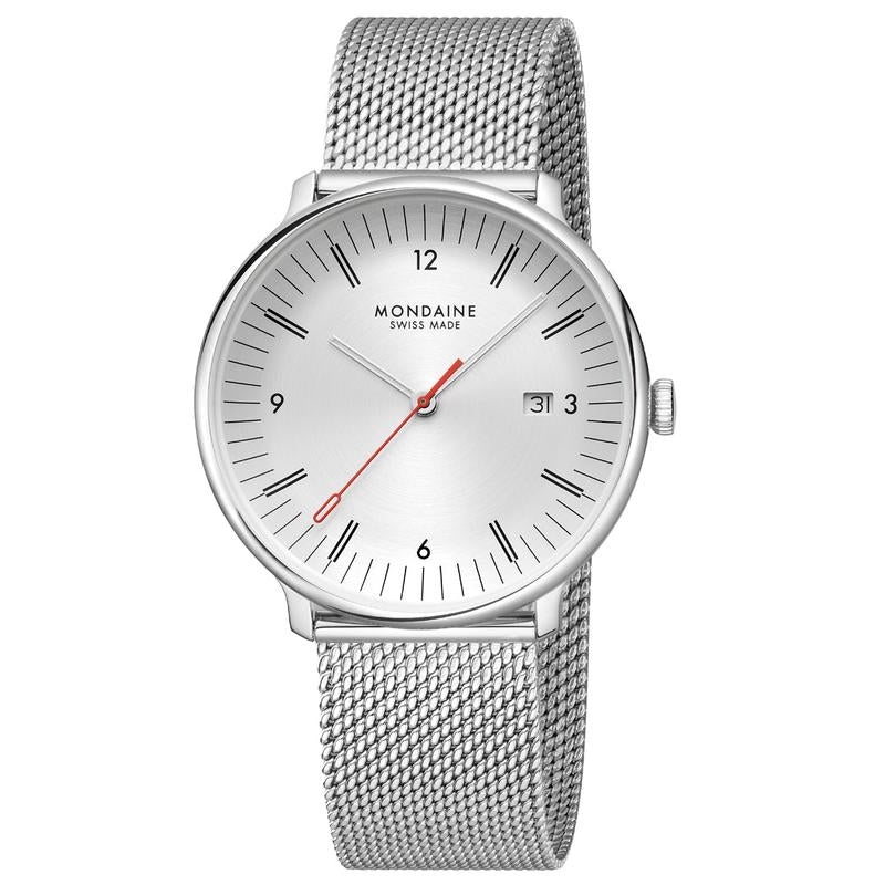 Mondaine Doppio Stainless Steel Dual‑Dial Quartz Watch