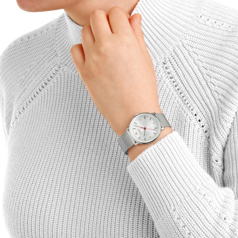 Mondaine Doppio Stainless Steel Swiss Quartz Dual‑Line Watch