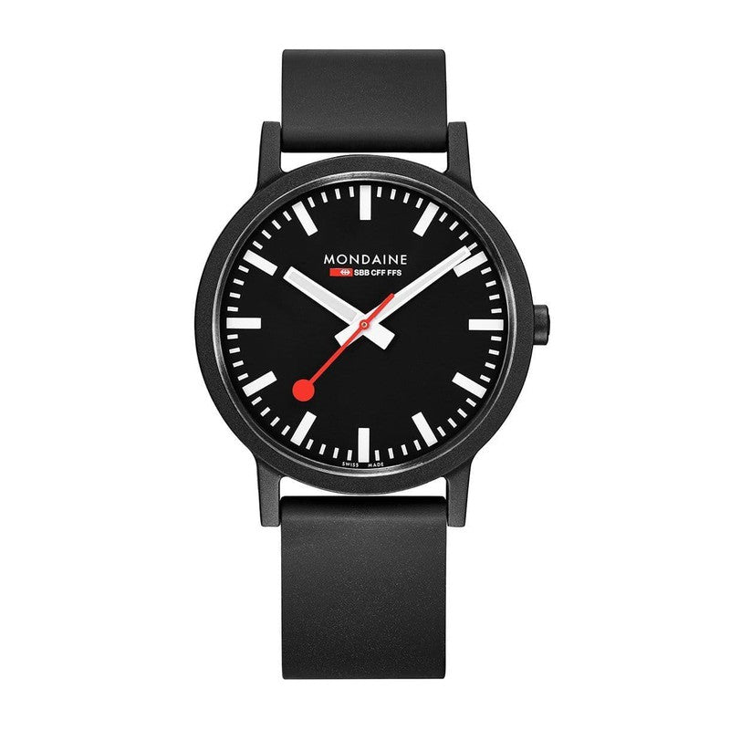 Mondaine Essence Black Rubber Strap 41mm