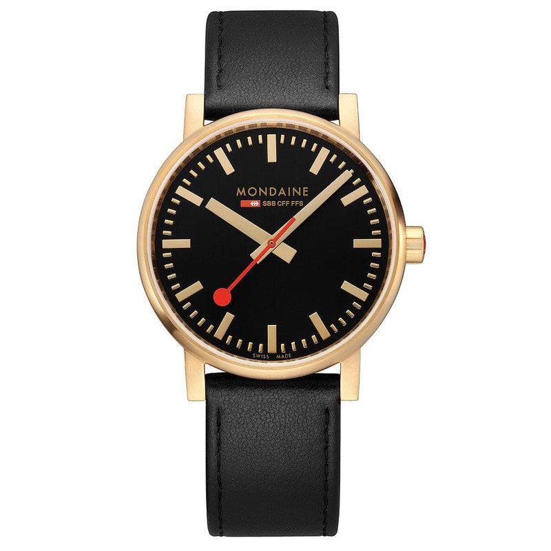 Mondaine Evo2 Black Leather Analogue Watch 40mm