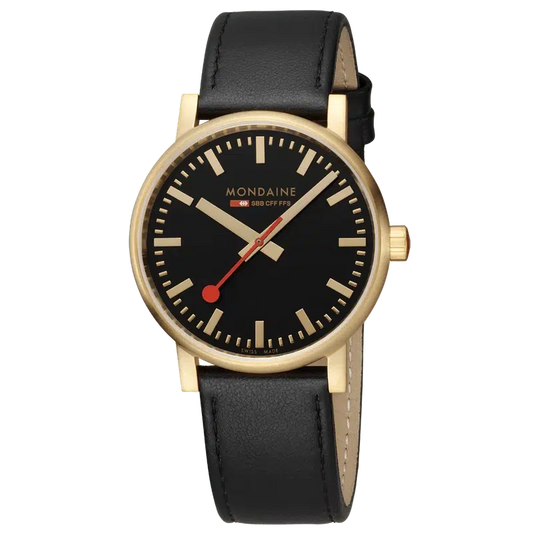 Mondaine Evo2 Black Leather Analogue Watch 40mm