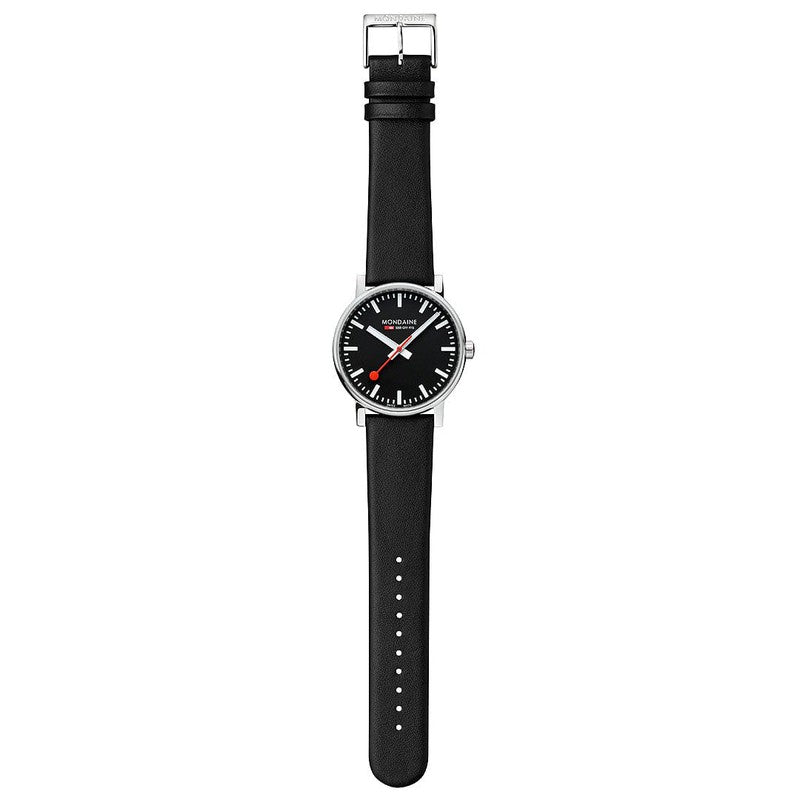 Mondaine Evo2 Black Vegan Leather Analogue Watch 43mm