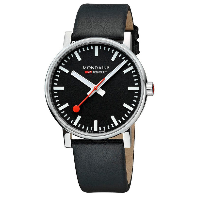 Mondaine Evo2 Black Vegan Leather Analogue Watch 43mm