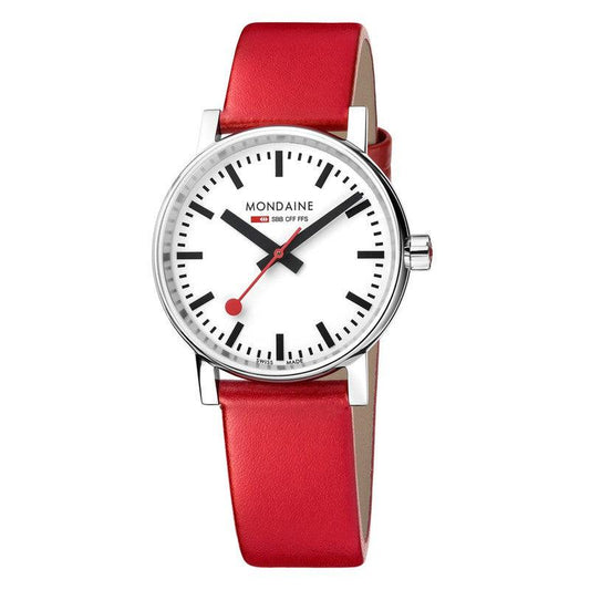 Mondaine Evo2 Red Vegan Leather Analogue Watch 35mm