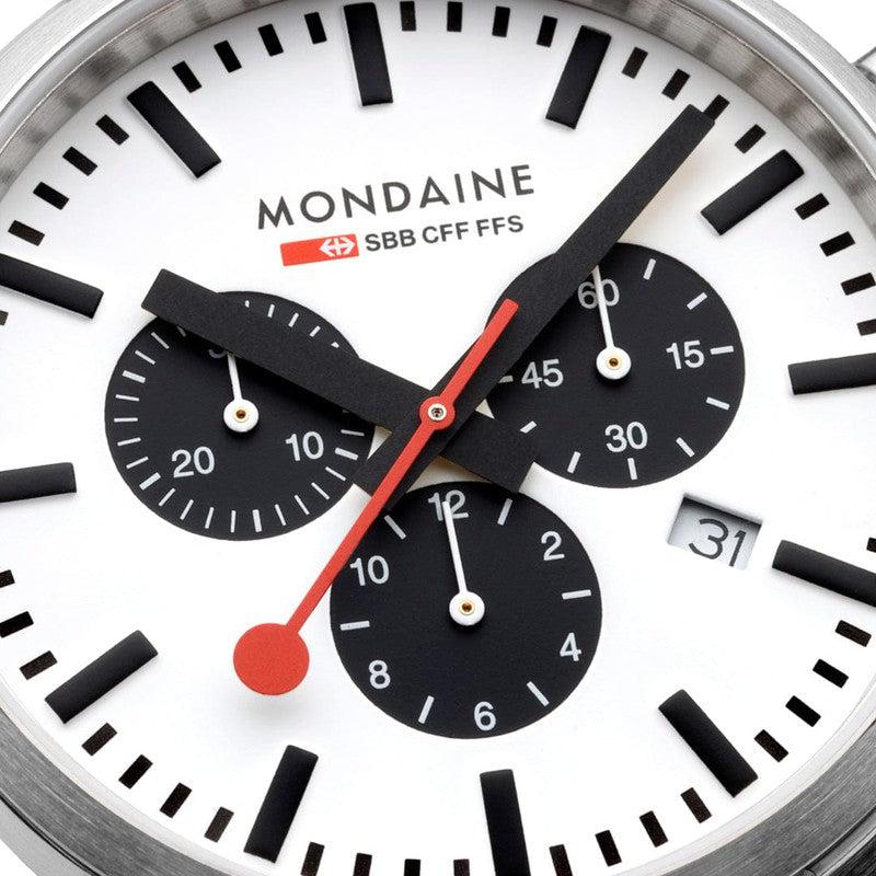 Mondaine Neo Black Leather Chrono Watch 41mm