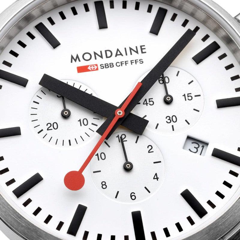 Mondaine Neo Black Leather Chrono Watch 41mm