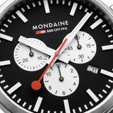 Mondaine Neo Black Vegan Leather Chrono Watch 41mm