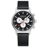 Mondaine Neo Black Vegan Leather Chrono Watch 41mm