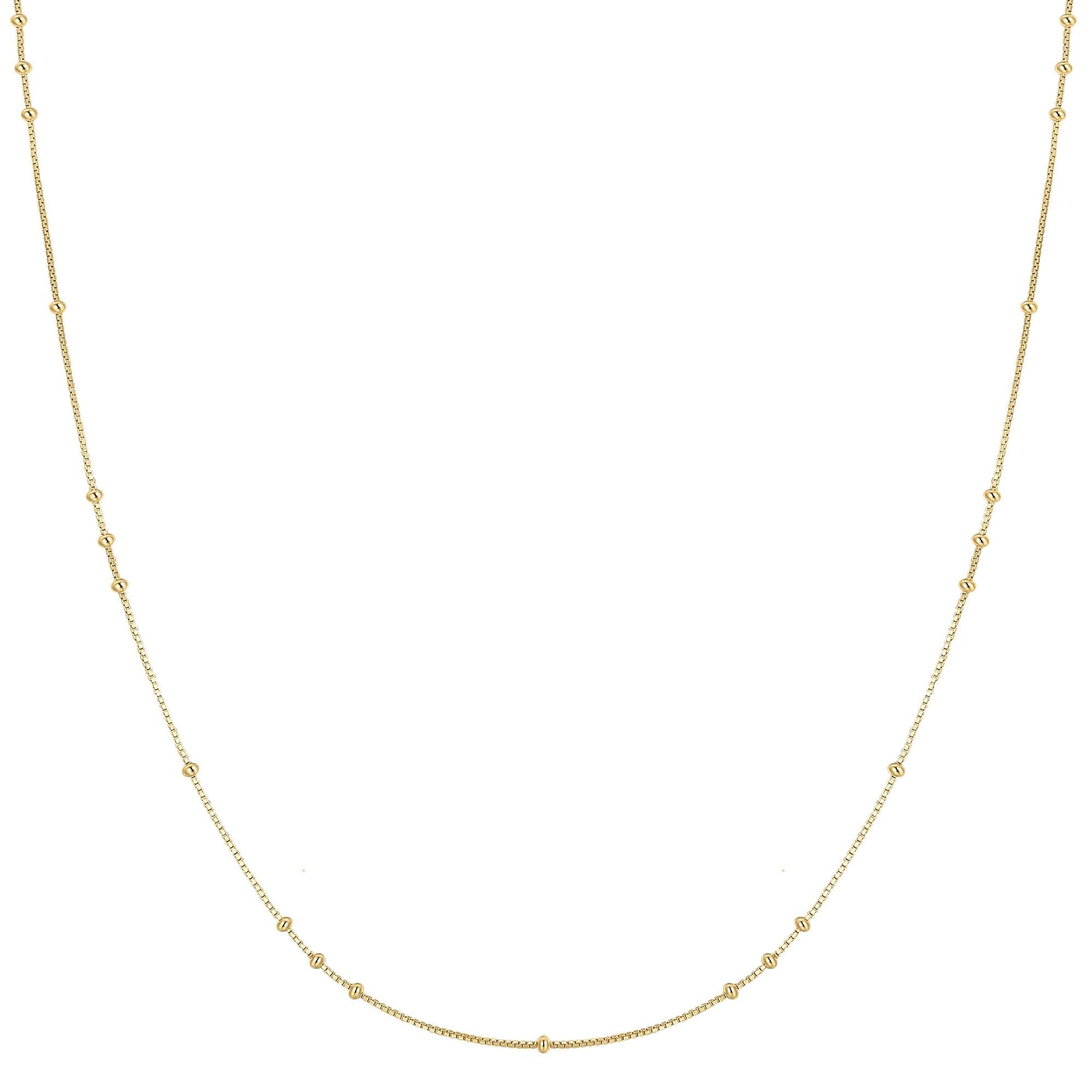 Elegant Gold-Plated Mini Bead Station Necklace in 925 Silver