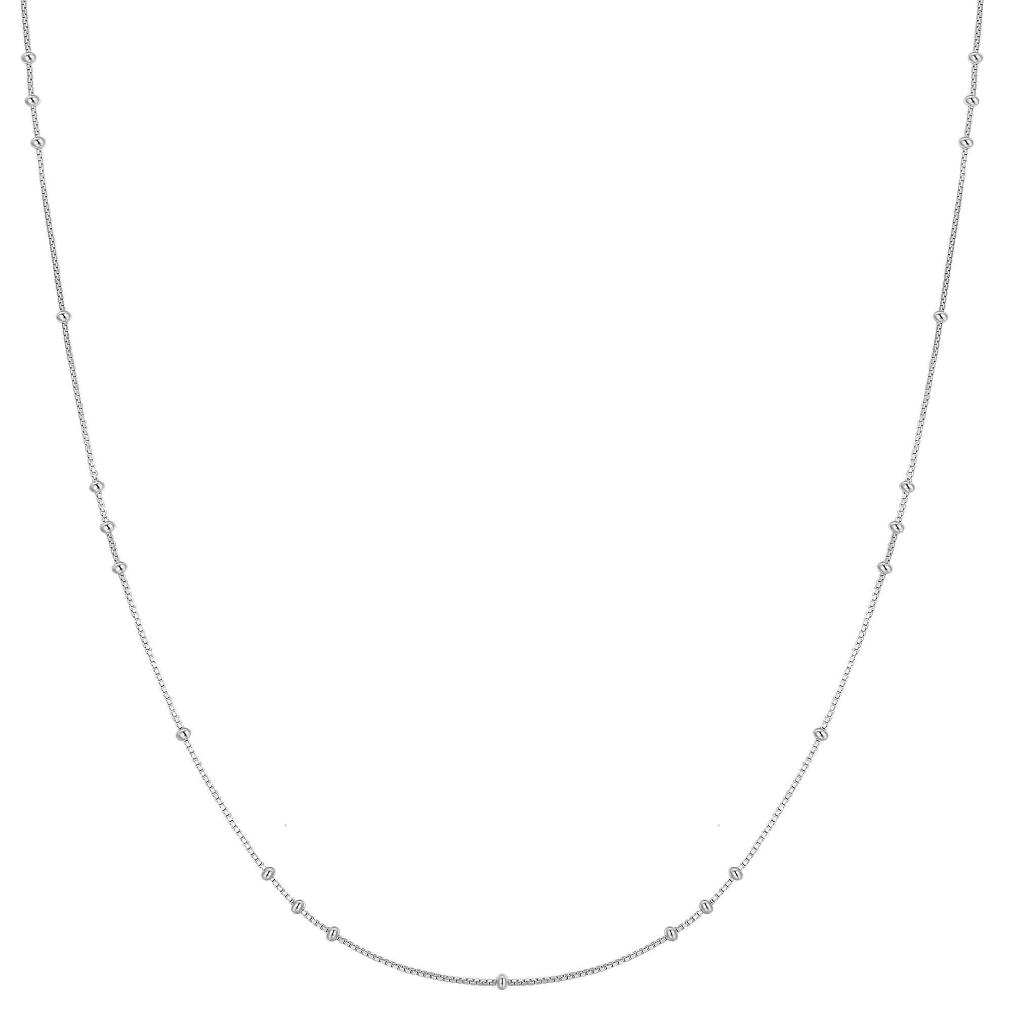 Elegant Silver Mini Bead Station Necklace for Layered Looks