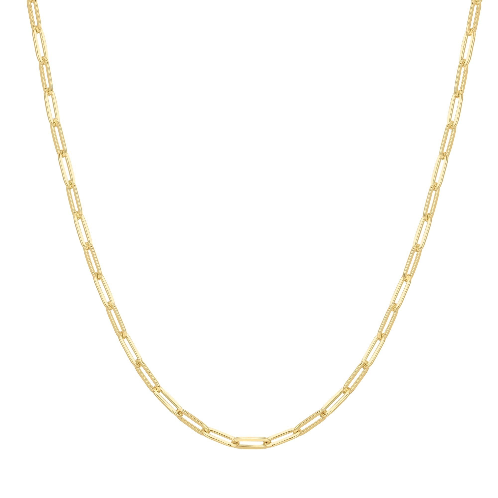 Gold Paper Clip Chain Necklace 925 Sterling Silver 14kt Plated