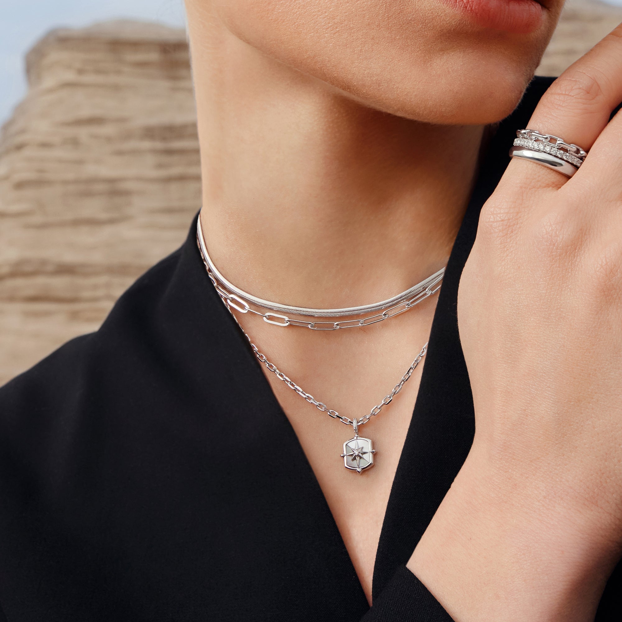 Elegant Sterling Silver Paper Clip Link Ring Adjustable