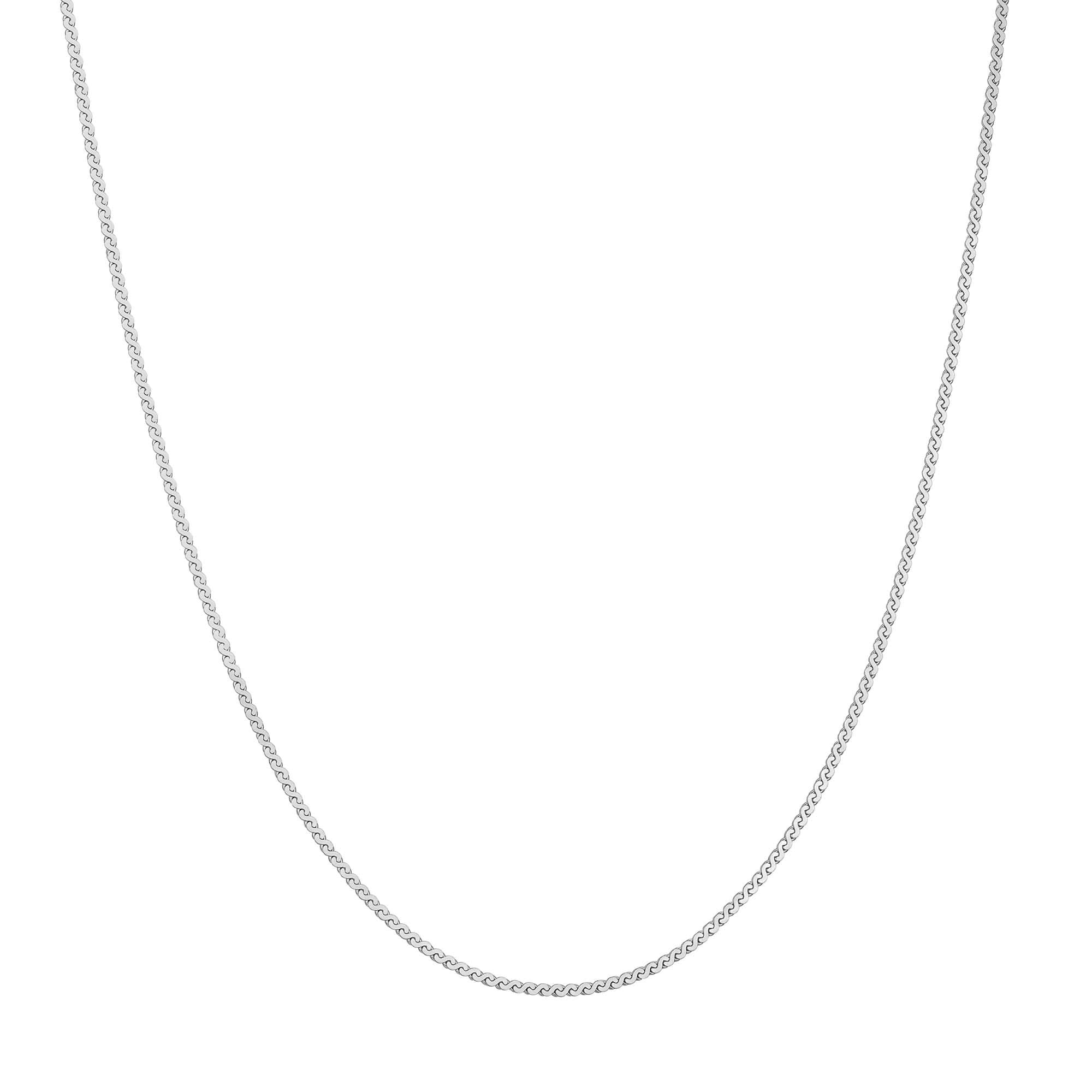 Elegant Silver Flat S‑Link Chain Necklace with Rhodium Finish