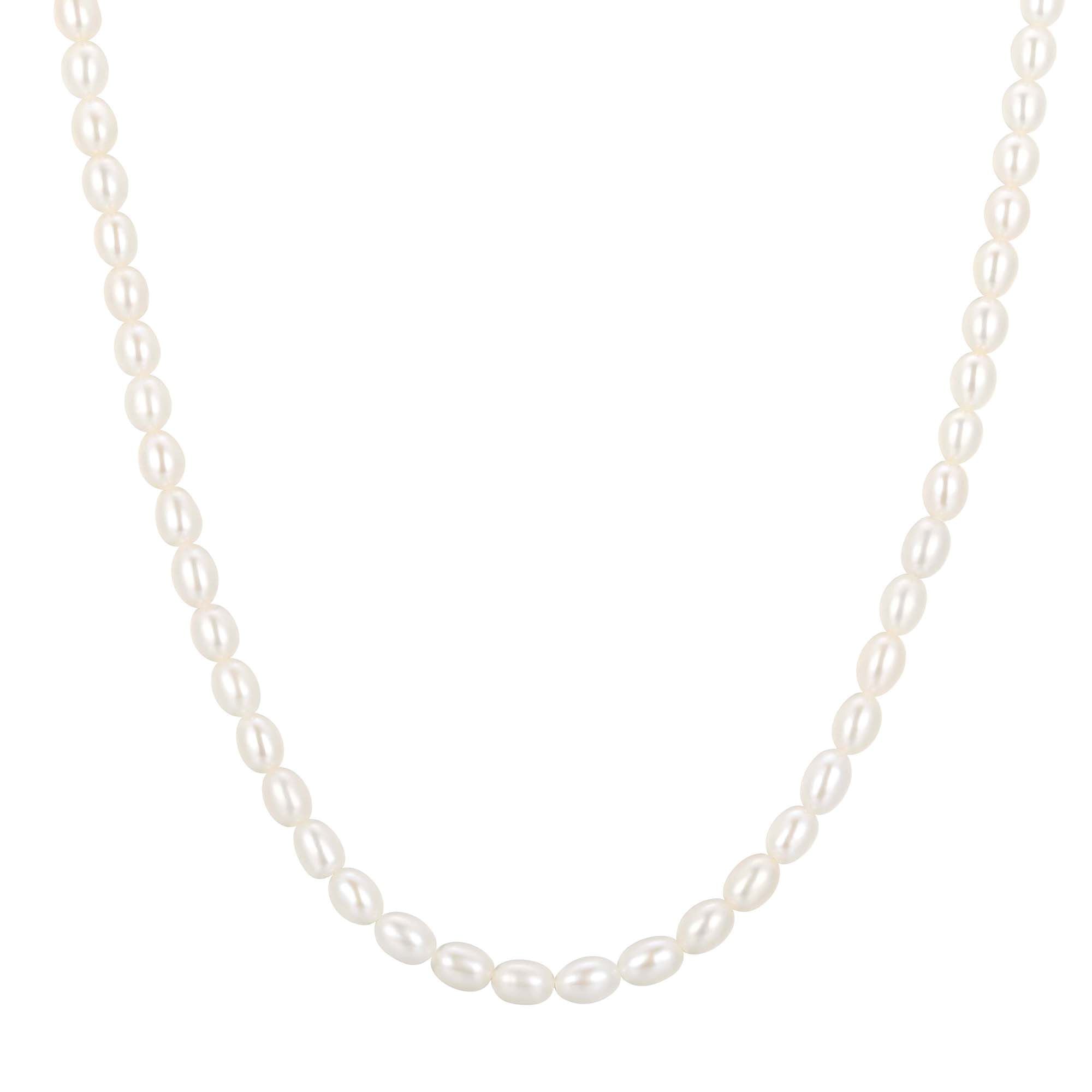 14k Gold-Plated Sterling Silver Pearl Beaded Necklace with Extender