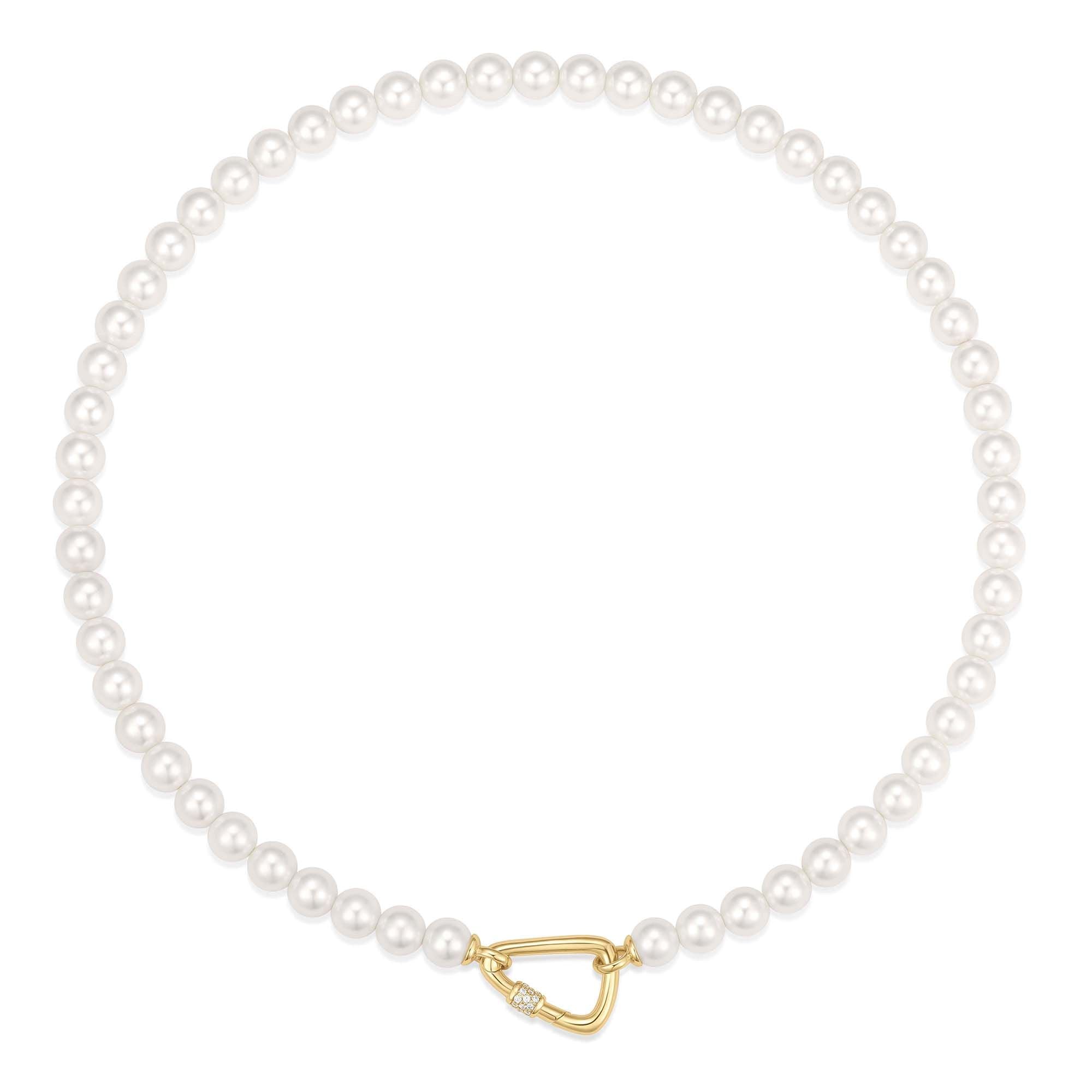 Gold Lobster Clasp Shell Pearl Necklace – Playful Minimalist Luxury