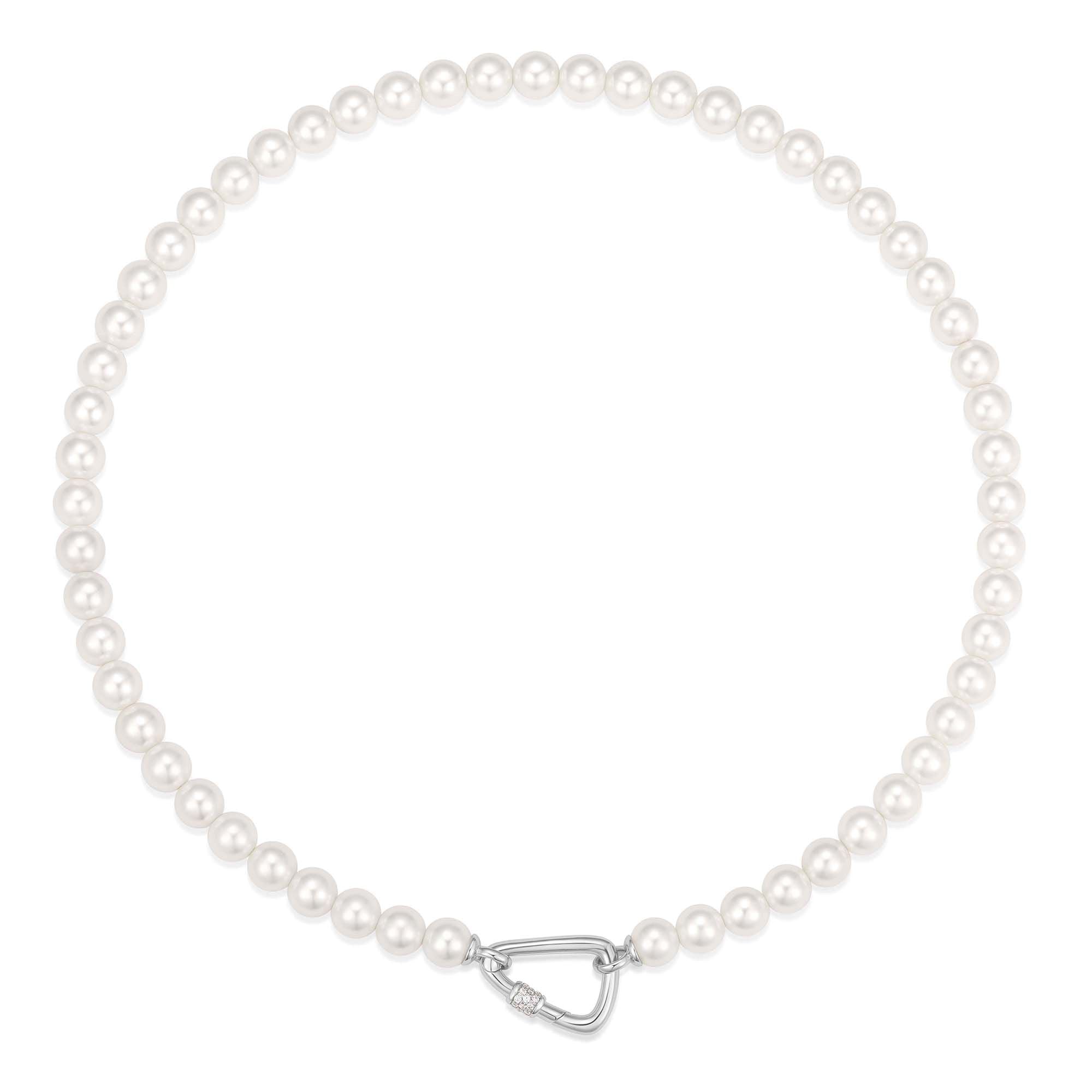 Silver Lobster Clasp Shell Pearl Necklace – Modern Minimalist Jewelry