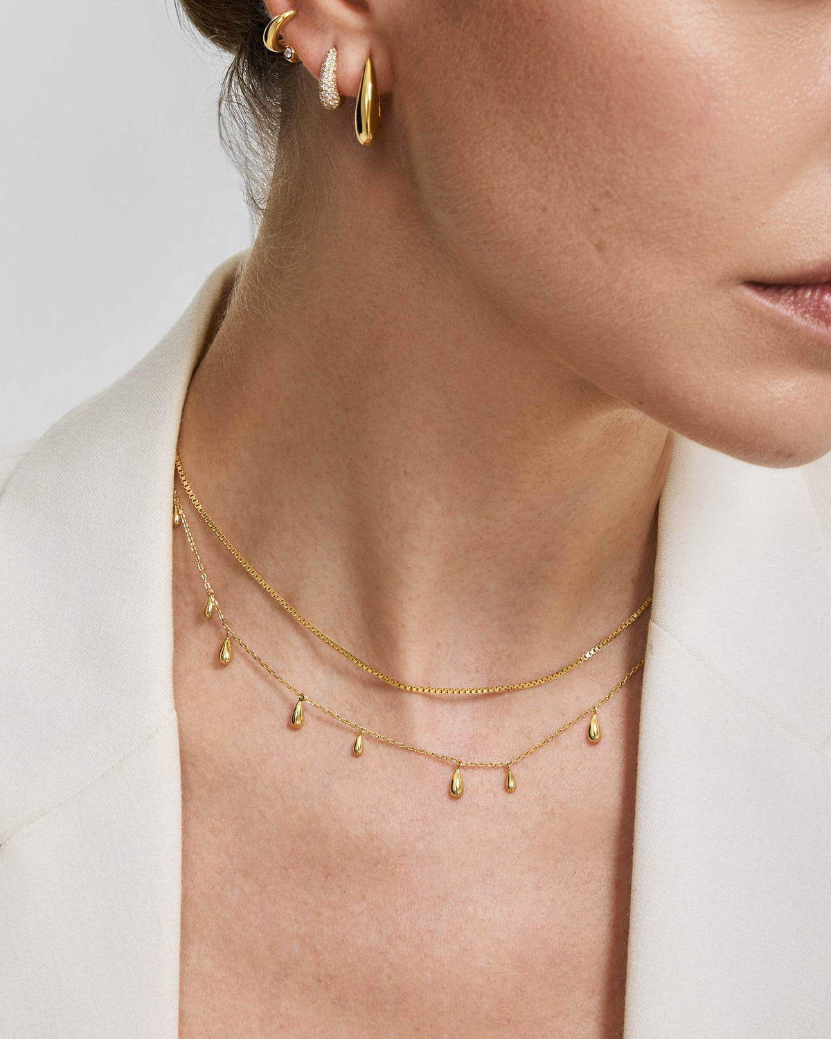 Ania Haie Fluid Light Polished Teardrop Station Necklace