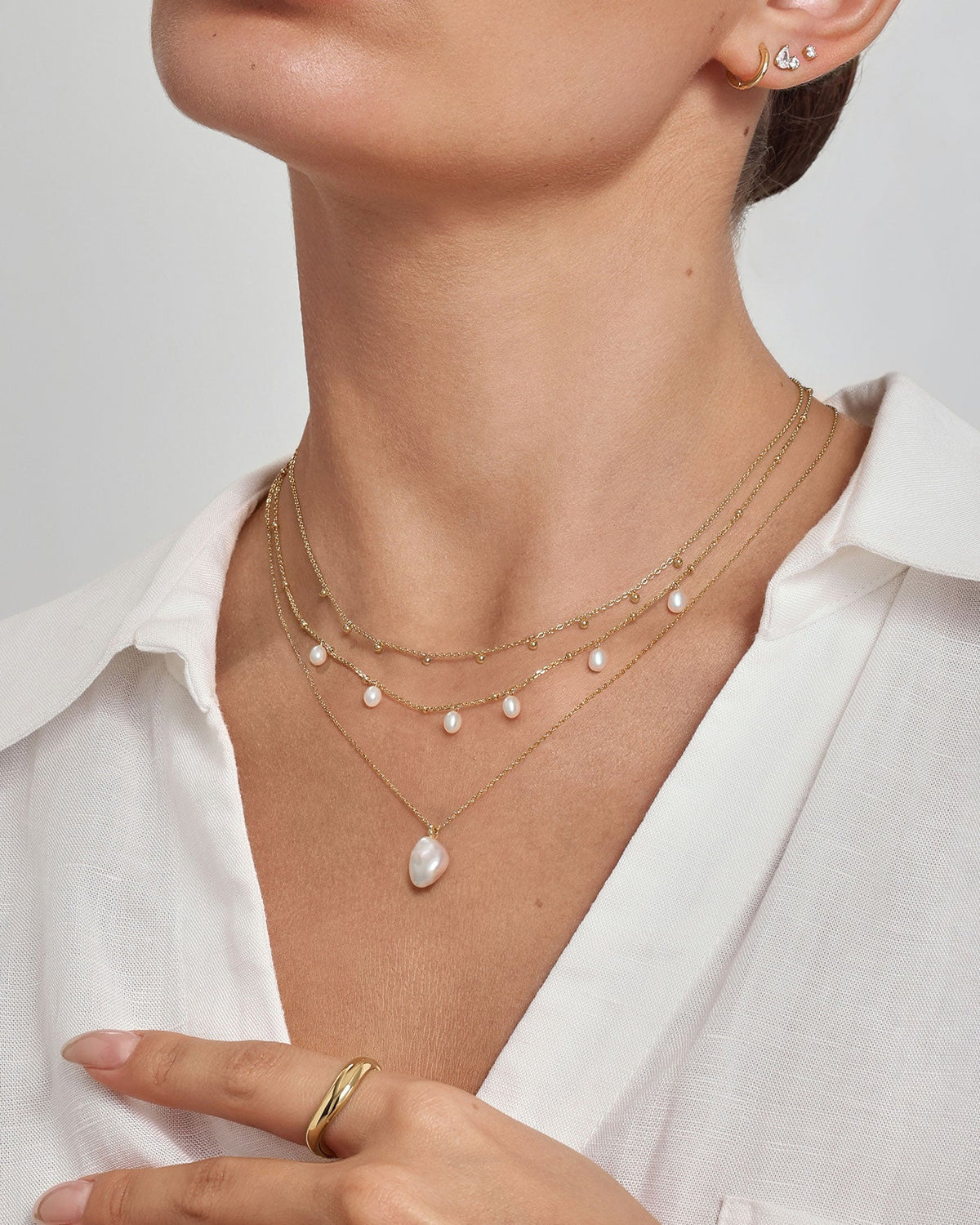 Ania Haie Gold Dangling Bead Station Necklace