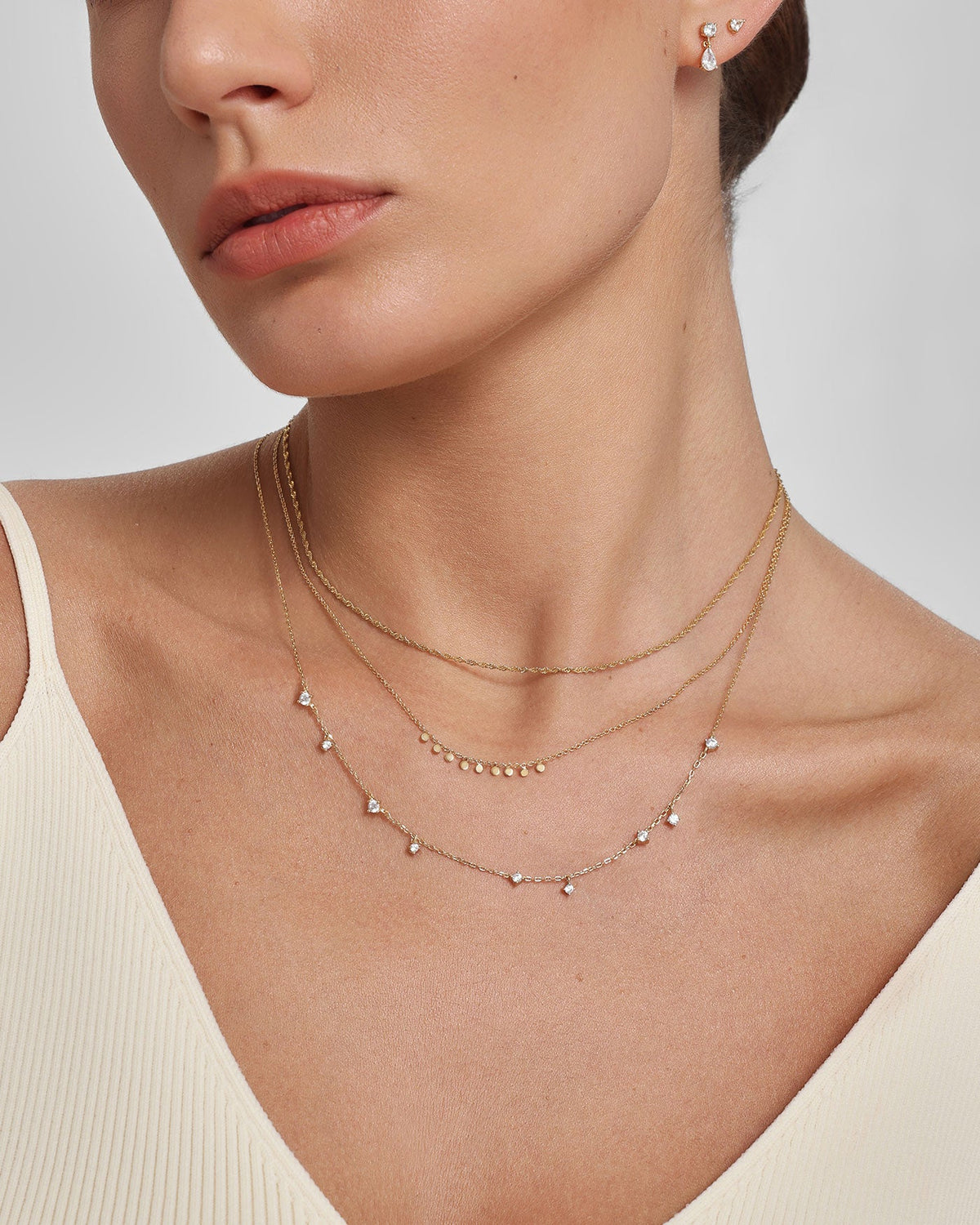 Ania Haie Gold Dangling Disc Station Necklace