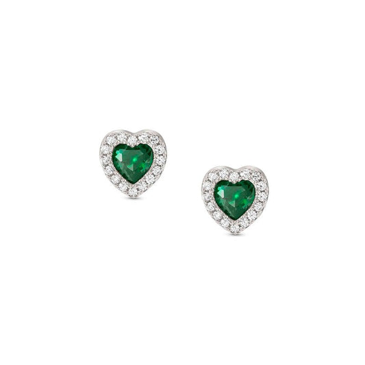 Nomination All My Love Earrings, Green Cubic Zirconia Heart, Silver