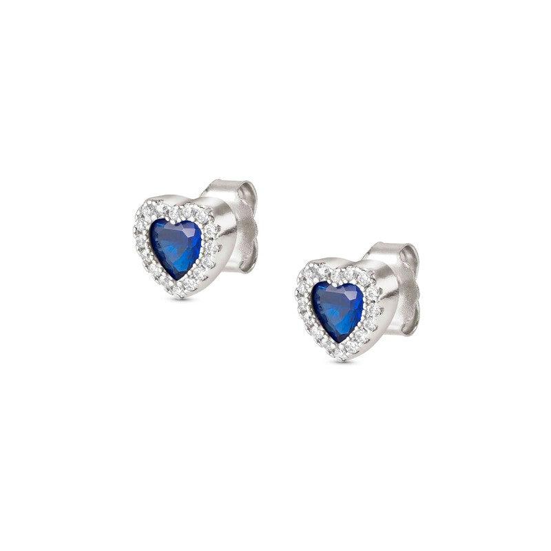 Nomination All My Love Earrings, Heart, Blue Cubic Zirconia, Silver