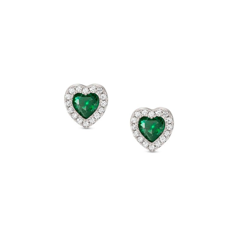 Nomination All My Love Earrings, Heart, Green Cubic Zirconia, Silver