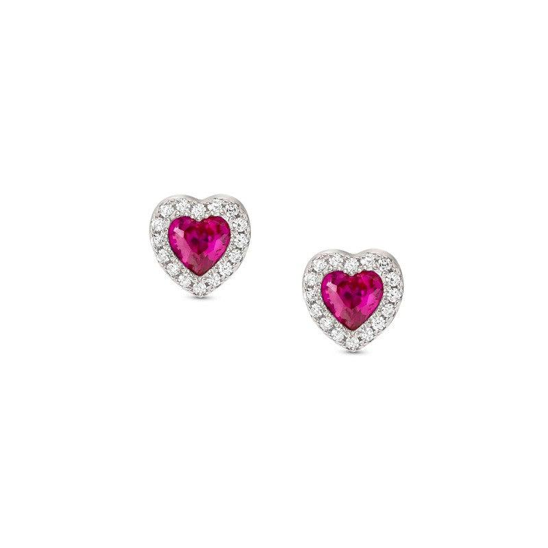 Nomination All My Love Earrings, Heart, Red Cubic Zirconia, Silver
