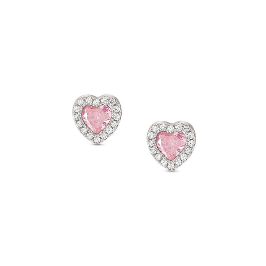 Nomination All My Love Earrings, Pink Cubic Zirconia Heart, Silver