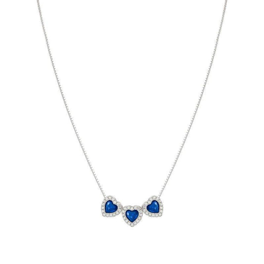 Nomination All My Love Necklace, Blue Cubic Zirconia Triple Heart, Silver