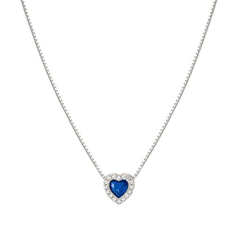 Nomination All My Love Necklace, Heart, Blue Cubic Zirconia, Silver