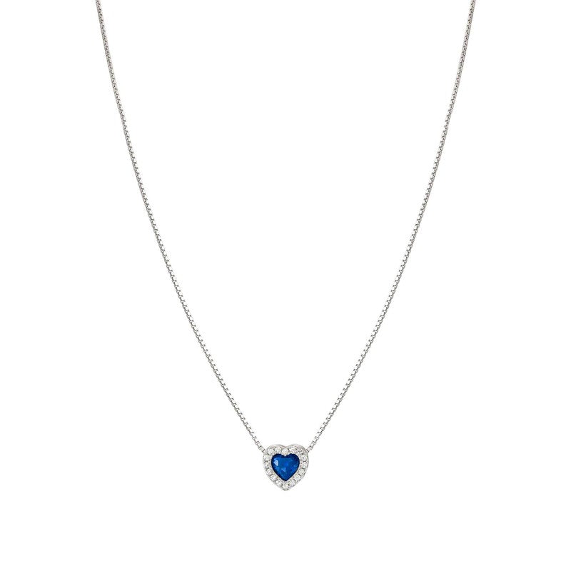 Nomination All My Love Necklace, Heart, Blue Cubic Zirconia, Silver