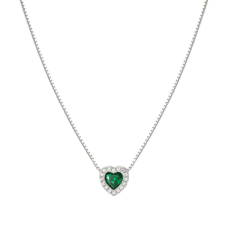 Nomination All My Love Necklace, Heart, Green Cubic Zirconia , Silver